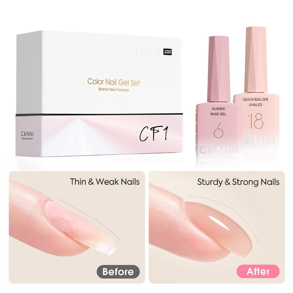 🔥พร้อมส่ง🔥 CNHSET_CF1 เซต Rubber Base & Quick Gel 9 ml แบรนด์ Canni Hema Free & TPO Free