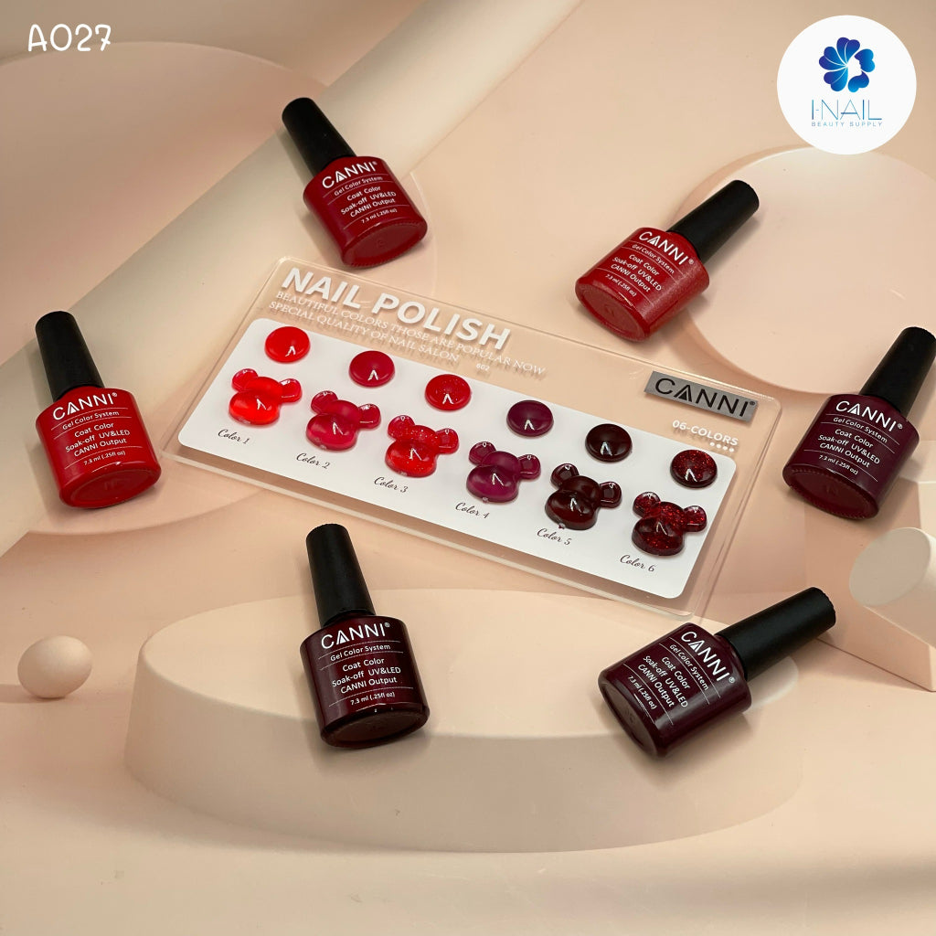 A027  สีโทนแดง 6 สี แบรนด์ Canni