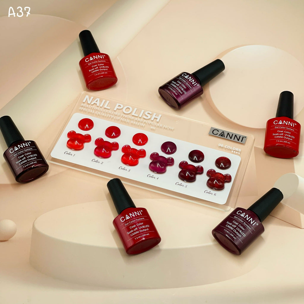 A037 สีโทนแดง 6 สี แบรนด์ Canni