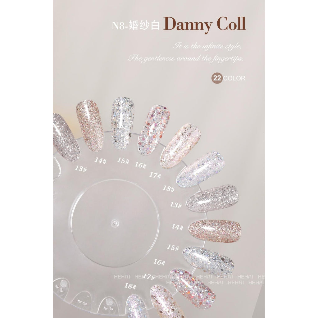 N8 เซตรวมสีโทนขาว+กลิตเตอร์ 22สี แบรนด์ Danny Coll