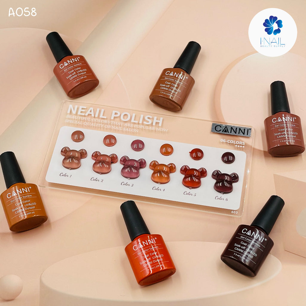 A058 สีโทนน้ำตาล 6 สี แบรนด์ Canni