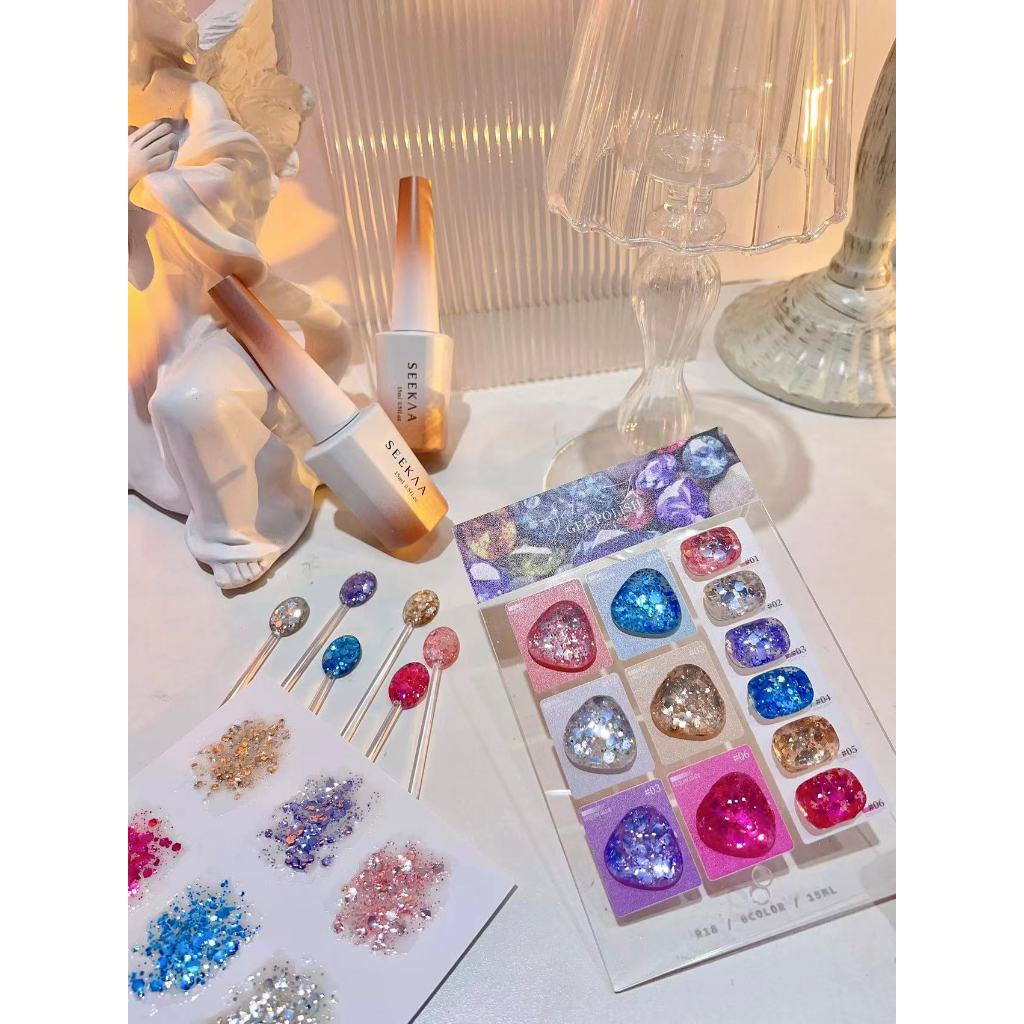 R18 สีกลิตเตอร์เม็ดใหญ่ 6 สี แบรนด์ Seekaa